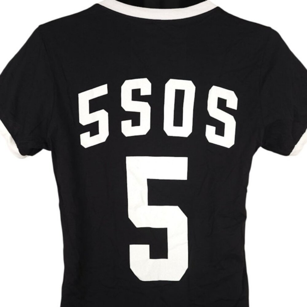 5 Seconds Of Summer T Shirt Womens Size Large Black 5SOS Ringer Tee Made In USA